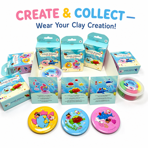 Kit de fabrication de badges en argile à séchage à l'air, 4 couleurs, 28g, pour enfants, bricolage, <span class=keywords><strong>jouet</strong></span> créatif, non toxique, cadeau éducatif pour fête - Product Image 1