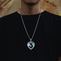 40mm Collier pendentif coeur personnalisé avec chaîne Bijoux hip hop Mémoire de couple glacé Photo personnalisée avec chaîne