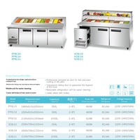 Réfrigérateur de présentation pour pizzas et salades avec éclairage LED, température réglable, 2 portes, pour restaurants, hôtels, cantines, buffets