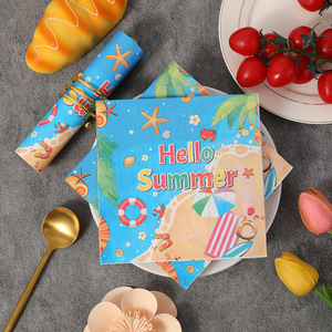 Hello Summer Printed Paper Napkins 330mm Square Themed Party Use - Product Image 2