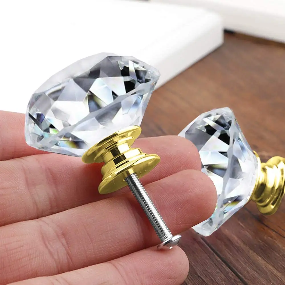 Kristall Schubladen schrank Knopf Diamant Kristall Glas Tür knauf Griff 30mm Geeignet für Kommode