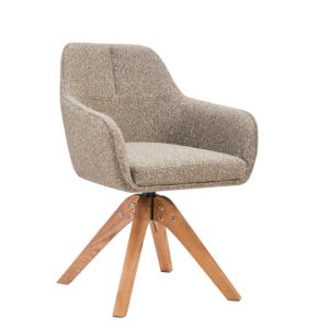 Chaise de salle à manger pivotante de luxe moderne avec dossier en bois et assise rembourrée douce pour la maison, le bureau, l'hôtel, le restaurant, la cuisine - Product Image 6