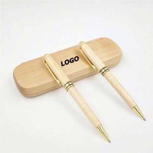 Ensemble cadeau élégant en bois d'érable et métal avec cartouches d'encre - Stylo promotionnel de luxe pour entreprises - Product Image 2