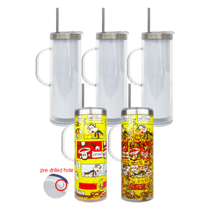 Nuevo vaso de Storyboard de acero inoxidable con globo de nieve preperforado de 20oz con mango para sublimación y bricolaje - Product Image 2