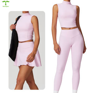 Neuankömmling 3-teiliges Yoga-Set Skinny Tank Top Yoga-Leggings für Frauen 2-teiliges Tennisrock-Set für Damen - Product Image 4