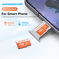 Carte Mini SD Supersonic Y620A haute vitesse 32 Go-256 Go en plastique V30 certifiée CE RoHS FCC pour téléphones et ordinateurs