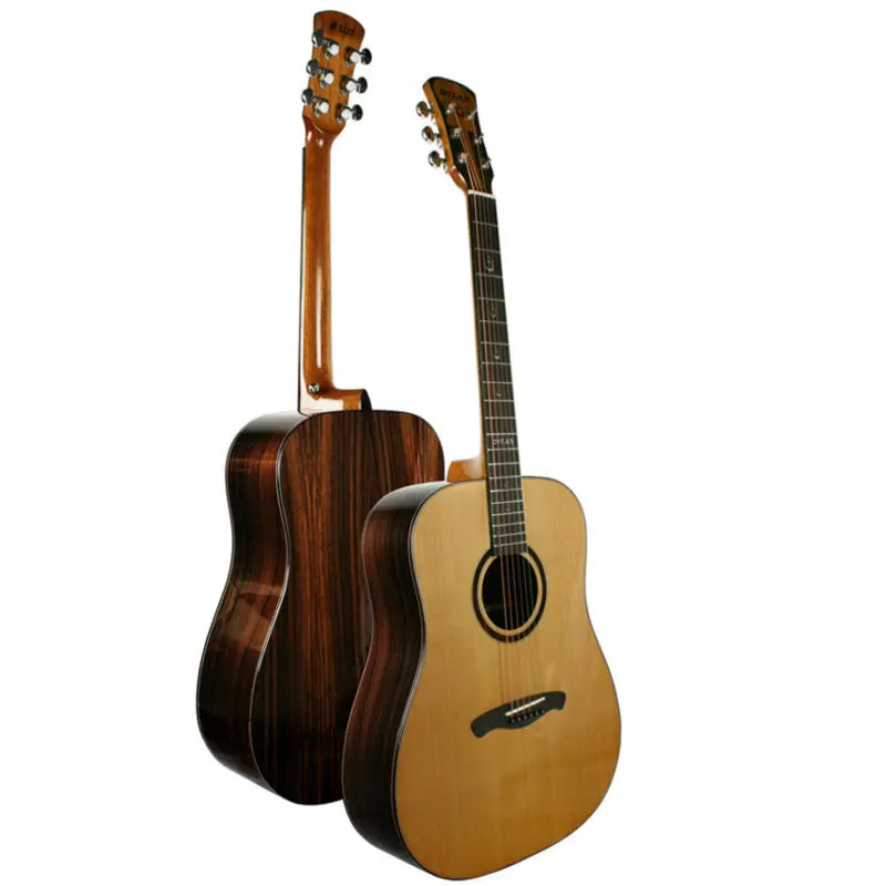 Um material do corpo de pulverização e rosewood traseiro/material lateral sólido top acústico violão