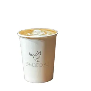 Индивидуальный Логотип, одноразовая бумажная чашка для кофе, бумажная чашка для кофе с одной стенкой, оптовая продажа бумажных чашек с прилегающими крышками
