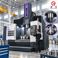 Tour vertical CNC à double colonne avec table rotative, tête de broche, guidage linéaire pour la découpe des métaux, US EU