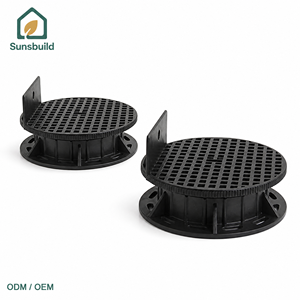 Pedestal Ajustable de Plástico Negro para Pavimentos Sunsbuild, Directo de Fábrica OEM ODM, para Terrazas, Patios, Techos, Balcones y Jardines - Product Image 2