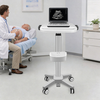 Chariot médical mobile en alliage d'aluminium avec poste de travail, chariot informatique d'hôpital avec plateau pour clavier, panier de rangement, étagère pour imprimante