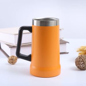 Chopes à bière personnalisées de haute qualité à double paroi sous vide en acier inoxydable 304 avec couvercle et poignée - Product Image 3