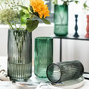 Venta caliente jarrón de vidrio juego de cilindros jarrón de vidrio nórdico cilindro simple sala de estar decoración del hogar jarrón