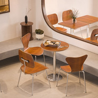 Combinaison table et chaises de style rétro en acier inoxydable pour café, salon de thé, restaurant, et restaurant de hamburgers
