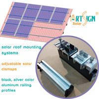 Collier de serrage intermédiaire rapide anodisé noir pour système de montage photovoltaïque, rail de fixation pour panneaux solaires