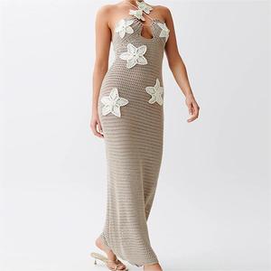 Nuevo Vestido Elegante de Punto sin Mangas con Cuello Halter y Cintura Alta para Mujer - Product Image 3