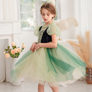 Robe de princesse en tulle personnalisée pour filles, manches bouffantes, robe de bal à lacets pour Halloween, cosplay et événements festifs - Product Image 4