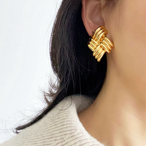 Nuevas Joyas y Accesorios de Estilo Vintage, Pendientes de Clip Geométricos con Relieve de Diamantes y Rayas, para Regalos de Fiesta para Mujeres - Product Image 5