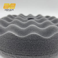Polisseuse double face noire de 8 pouces à bord droit et surface ondulée, avec filetage interne, pour polissage de voiture en mousse, OEM, haute efficacité