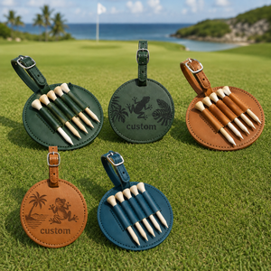 Support <span class=keywords><strong>de</strong></span> rangement <span class=keywords><strong>en</strong></span> cuir PU pour tees <span class=keywords><strong>de</strong></span> golf, motif tropical personnalisé, avec embossage <span class=keywords><strong>de</strong></span> grenouille, animal et plante <span class=keywords><strong>de</strong></span> palmier, vente <span class=keywords><strong>en</strong></span> gros - Product Image 1