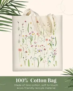 Cotton Shopping Bags With Logos Multi Color Customized Printed Logo Organic Cotton Canvas Tote Shopping Bags With Handles