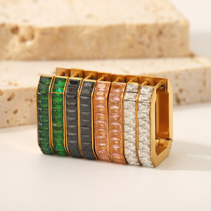 Fashion <b>Cuff</b> <b>Earrings</b> Geometric Colored Zircon Stainless Steel Party Jewelry TE6259 - Product Image 1