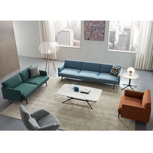 Ensemble de canapés modulaires d'angle italiens haut de gamme en L personnalisés, meubles sectionnels, en cuir véritable orange, 3 places, canapé d'hôtel - Product Image 3