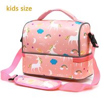 Sac fourre-tout refroidisseur sac à déjeuner Double Decker école mignon 2020 Eco isolé licorne dessin animé extérieur nourriture personnaliser Polyester pour les enfants