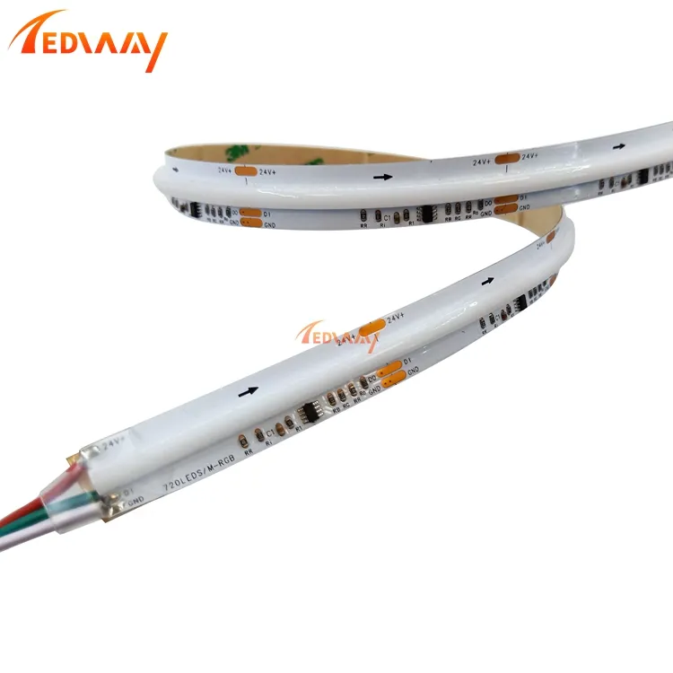 Strip led cob digital, 12v 720led/m strip led cob warna impian 18w strip led 10mm ip20 magic rgbic cob