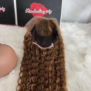 Grosir Wig Terjangkau Garis Rambut Alami Online Coklat Wig Rambut Manusia untuk WANITA HITAM untuk Dijual Keriting dengan Rambut Bayi