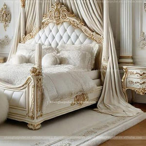 <span class=keywords><strong>Royal</strong></span> Baroque Four-Poster Bett 4 Poster Himmelbett König im europäischen Stil Hand geschnitzte Massivholz Säule Bett Säulen Pfosten mit - Product Image 6