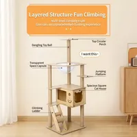 Arbre à chat multi-niveaux avec condo, bol en acrylique et poteaux à gratter