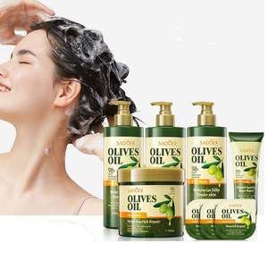 Shampooing et après-shampoing pour <span class=keywords><strong>cheveux</strong></span> à l'huile d'olive naturelle biologique à 98%, ensemble de soins capillaires nourrissant et réparateur, gel douche lissant - Product Image 1