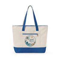 Sac fourre-tout en toile grand format avec poche avant zippée, personnalisable avec logo, sac de voyage imprimé thème côtier, sac à main de shopping