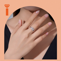 Bague en Moissanite Cœur Infini Couleur D VVS1, Coupe Ronde, en Argent Sterling S925 Plaqué Rhodium, Bague de Promesse en Moissanite