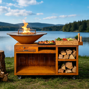 Barbacoa de Acero Corten para Exteriores, Personalizable, para Camping, Barbacoa Europea de Metal, Kit de Cubeta para Cenizas WS-TB, Desmontable - Product Image 3