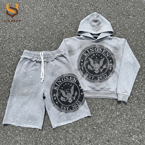 Custom Dtg Print Acid Wash Vintage 100% Cotton Hheavyweight <b>Hoodie</b> Jogger <b>Short</b> <b>Set</b> Streetwear <b>Hoodie</b> <b>and</b> <b>Shorts</b> <b>Set</b> - Product Image 3