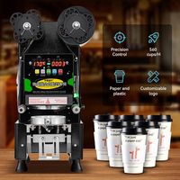Équipement de restauration commerciale, machine de scellage automatique à grande vitesse pour gobelets en papier, plastique et mousse de boissons, 90 95 mm