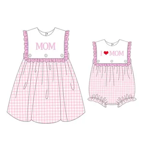 mommy and me matching outfits Mom and Baby dress custom pink gingham summer bubble romper