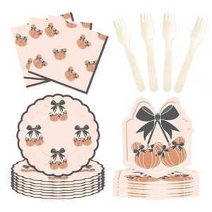 Juego de Platos y Servilletas de Papel para Fiesta de Acción de Gracias DAMAI, Kit de Vajilla Desechable con Decoraciones a Cuadros para 8 Personas - Product Image 3