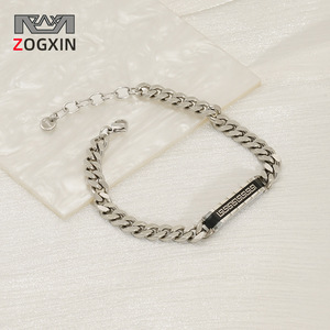 ZOGXIN Men's Titanium Steel Cuban Chain Bracelet Geometric Pattern Gift Jewelry - Product Image 1