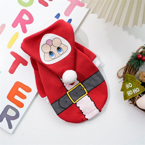 Cute Animal Christmas Pet <b>Clothes</b> Red With Black Belt Cotton-Padded Coats <b>For</b> <b>Cats</b> And Dogs - Product Image 2