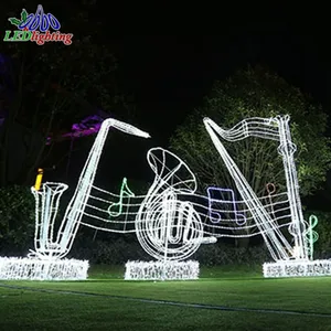 Outdoor 3D new design led Christmas decoration products illuminated musical instrument piano sculpture motif light