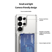 Porte-cartes magnétique transparent à emplacements pour Samsung, ne bloque pas l'appareil photo, aimant puissant, accessoires de téléphone antichoc