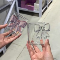 Tasse en verre borosilicaté INS Bow-Résistant à la chaleur pour micro-ondes et lave-vaisselle Grande capacité Rose Camping Utilisation