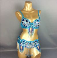 Nouvelle conception de costume de danse du ventre pour femmes, soutien-gorge + ceinture, 2 pièces/ensemble, costume de carnaval, tenue de danse du ventre sexy, vêtements de danse Bollywood