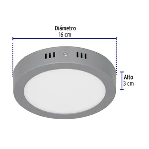 Scatola con 4 unità LED plafoniera 12W 6500K, rotondo, grigio, VOLTECK - Product Image 2