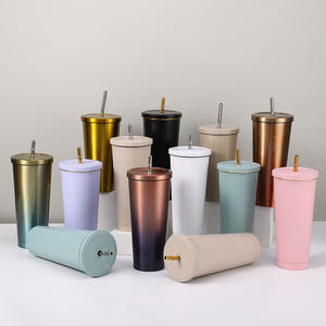 500ML paille 304 tasse en acier inoxydable vide avec paille Double paroi Thermos voyage voiture <span class=keywords><strong>café</strong></span> eau lait thé tasses tasse - Product Image 1