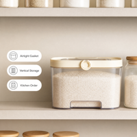 Boîte de rangement pour riz prête à l'emploi, en plastique alimentaire, anti-insectes, avec joint hermétique, conteneur de cuisine à pression