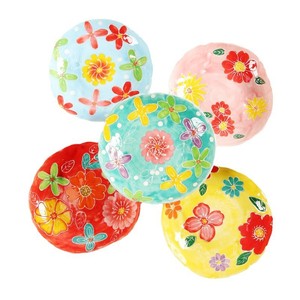 Platos de cerámica pintados a mano con flores, redondos, con acabado bajo esmalte, para fiestas. - Product Image 5